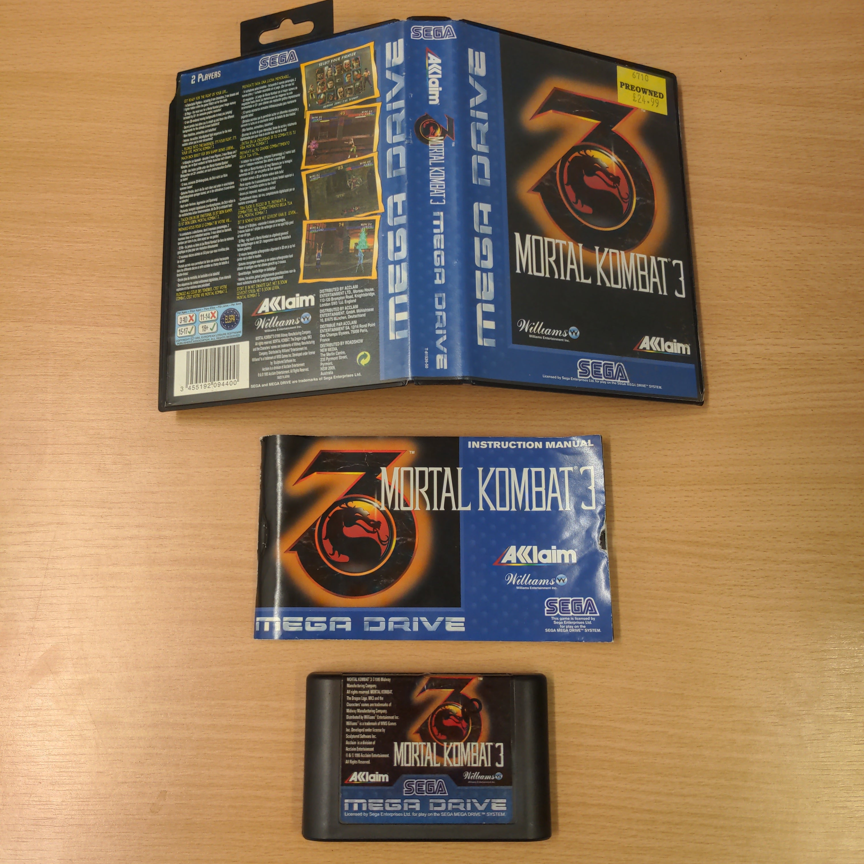 Mortal kombat 3 Sega Mega Drive game complete Mortal kombat 3 Sega Mega Drive game complete
